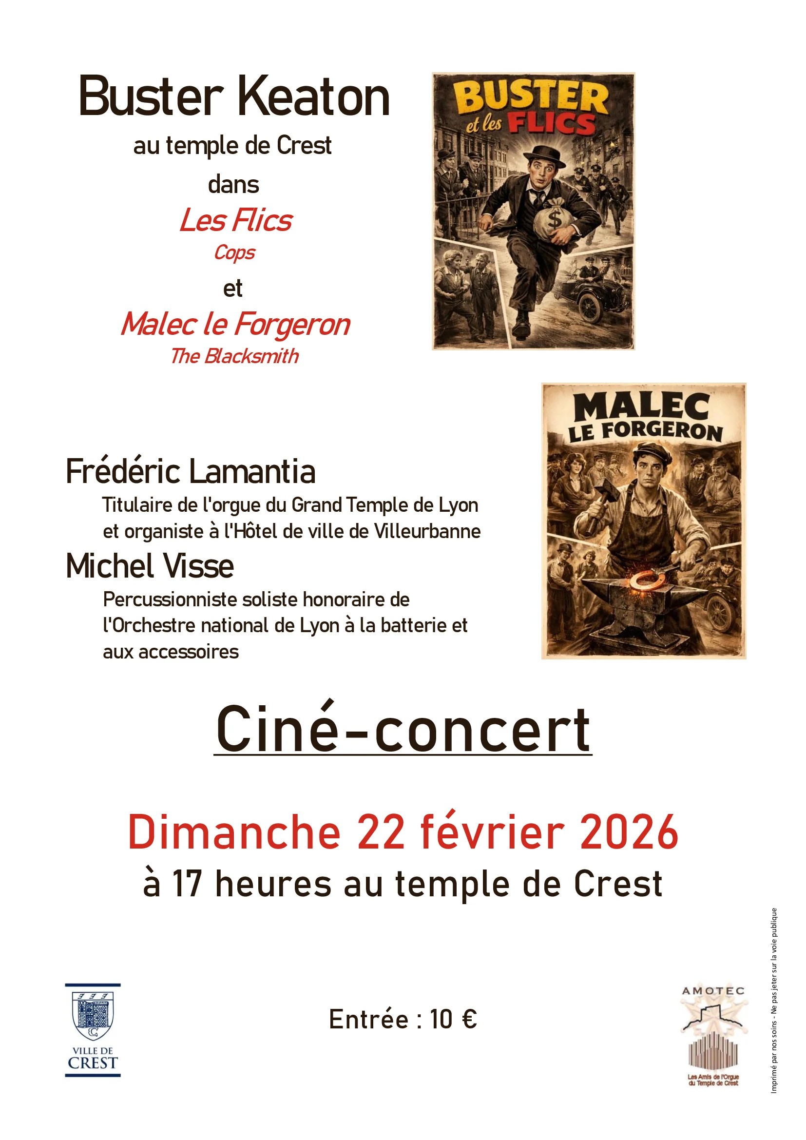 Affiche Film Buster Keaton - Les flics - Malec le forgeron - Lamantia - Visse 2026 Affiche Film Buster Keaton - Les flics - Malec le forgeron - Lamantia - Visse 2026
